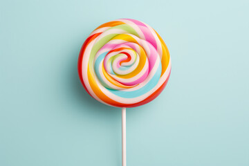 Colorful lollipop on blue background - obrazy, fototapety, plakaty
