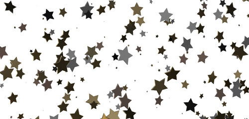 Stars - Holiday golden decoration, glitter frame isolated -