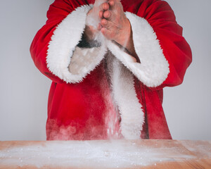 Santa Claus prepare for baking in the kitchen Cooking, holiday food coccepts.