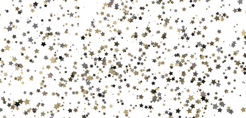 Stars - Holiday golden decoration, glitter frame isolated -