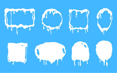 Milk yoghurt logo label splash blot frame isolated set. Vector graphic design illustration
