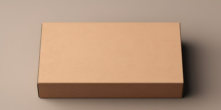 Cropped view of a man holding a cardboard box against a grey backdrop, presenting a versatile visual, Box Packaging Blank Mockup, Empty cardboard Box with window shadow, generative AI

