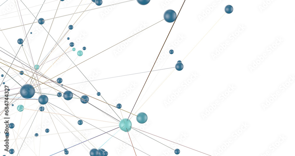 Fototapete Abstract technology futuristic network - fantasy plexus background. 3D rendering