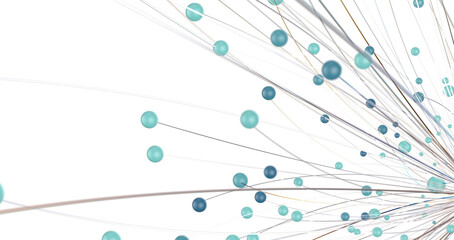Multi color connected lines and dots network 3d illustration
