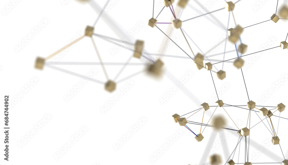 Fototapete abstract technology futuristic network - fantasy plexus background. 3d rendering