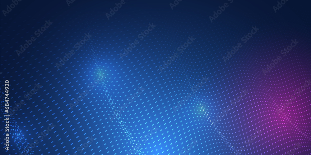 Leinwandbilder Futuristic flow particle design for background. Consists of particles Hi-tech concept for presentation, big data, banner, flyers. Abstract wave motion and dynamic grid line on blue background.
