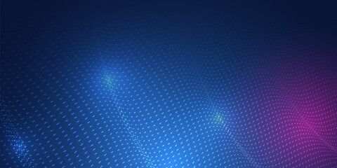 Obraz premium Futuristic flow particle design for background. Consists of particles Hi-tech concept for presentation, big data, banner, flyers. Abstract wave motion and dynamic grid line on blue background.
