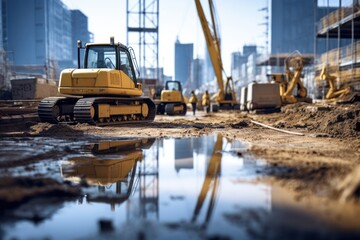 excavator on the construction site. heavy machinery for construction work. Construction concept. Engineering and architecture concept.