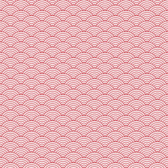Red and white seamless geometric japanese waves pattern Seigaiha-mon