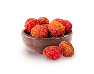 Lychee isolated on white background. Lychee in a bowl on a white background.