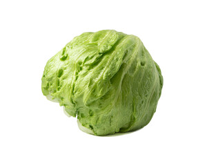 Fresh green iceberg lettuce isolated on a white background. Fresh iceberg isolated on white.