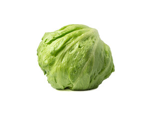 Obraz premium Fresh green iceberg lettuce isolated on a white background. Fresh iceberg isolated on white.