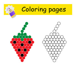 Coloring book. Illustration for children education. Cartoon strawberry.