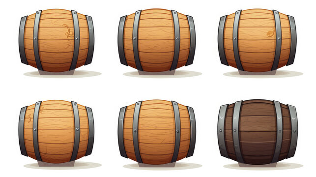2D liquor barrel vector, white background