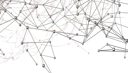 Abstract connected dots and lines. Concept of AI technology, Motion of digital data flow.