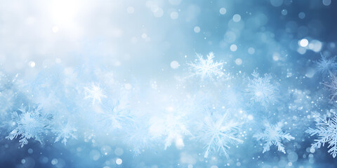 Fototapeta na wymiar Winter blue background with snowflakes
