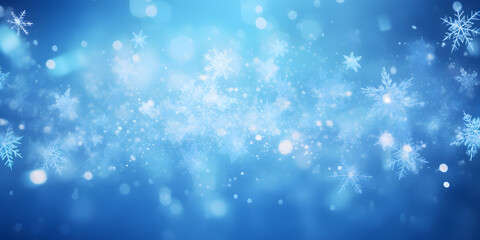 Winter blue background with snowflakes