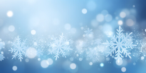 Naklejka na ściany i meble Winter blue background with snowflakes