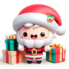 Fototapeta premium Delightful 3D Kawaii Santa Character