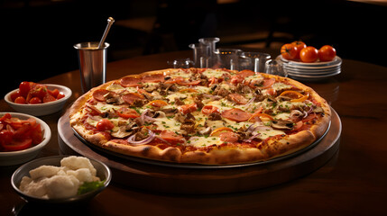 A Gastronomic Delight Savory Pepperoni Pizza with Tempting Toppings