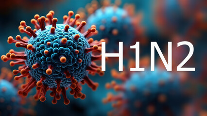 Virus molecules macro, H1N2 strain of swine flu - obrazy, fototapety, plakaty