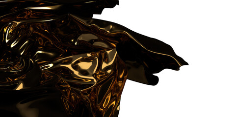 Regal Shimmer: Abstract 3D Gold Cloth Illustration for Majestic Visuals
