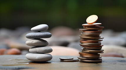 Obraz premium Sea stones stand on top of each other as a concept of harmony