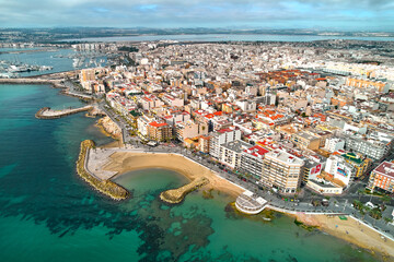 Coastline of Playa del Cura in Torrevieja city. Spain