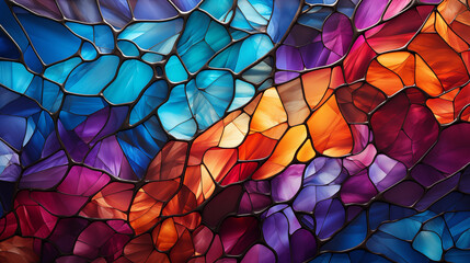 Abstract Stained Glass Window: An Image of a Vibrant and Colorful Glass Artwork - obrazy, fototapety, plakaty