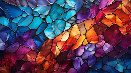 Photo sur Plexiglas Coloré Abstract Stained Glass Window: An Image of a Vibrant and Colorful Glass Artwork