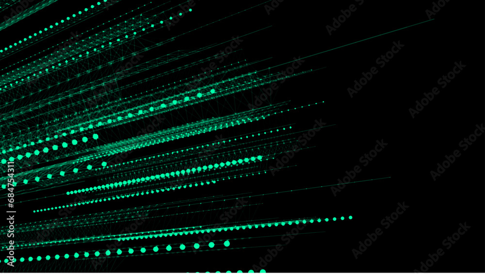 Poster Abstract digital background with matrix. Science backdrop of many particles. Big data visualization. Vector illustration.