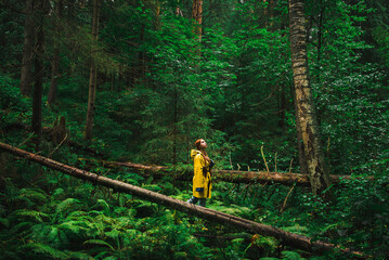 Woman in yellow raincoat © Azovsky