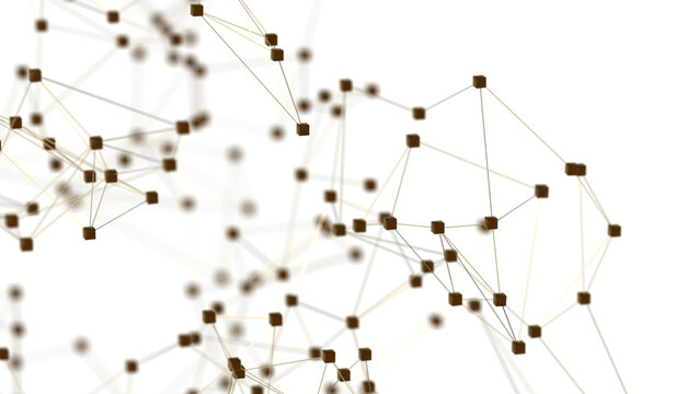 Abstract plexus blue geometry background. Digital technology network connection concept. 3D rendered illustration