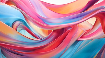 Vibrant liquid ribbons flowing in harmony, crafting an abstract masterpiece of fluid beauty.
