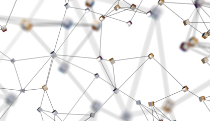 Falling cyber particles. Big data stream. 3d