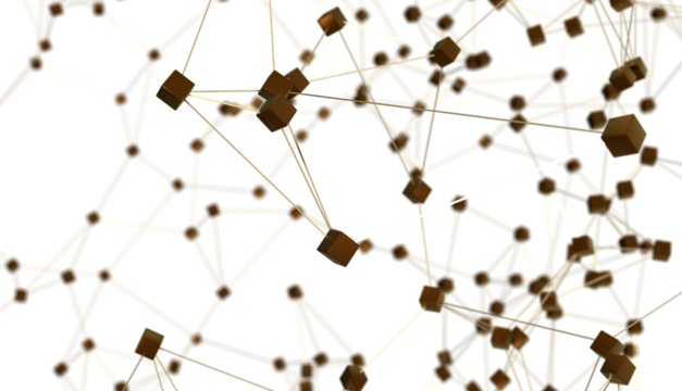 Falling cyber particles. Big data stream. 3d