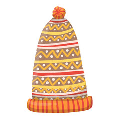 Cartoon style wool hat, bright colors