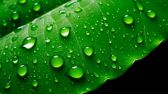 fresh green water drops with water