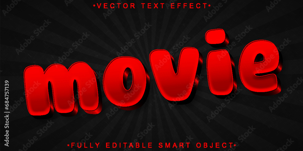 Poster red movie vector fully editable smart object text effect