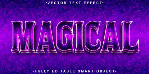 Purple Magical Vector Fully Editable Smart Object Text Effect - obrazy, fototapety, plakaty