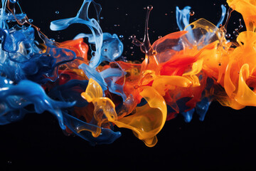 A splash of bright colors on a dark background. Vibrant abstract explosion