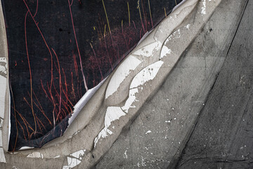 texture of poster peeled off the wall