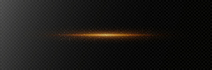 A beam of light flashed, a horizontal flare on the line. On a transparent background.