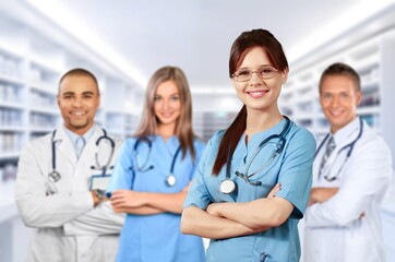 Fototapeta premium Medical professional team at work in the hospital