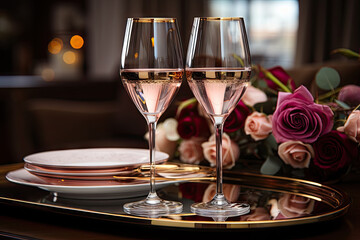 Three glasses of wine sitting on a tray