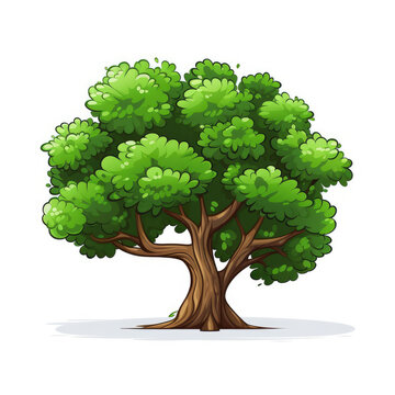 Three trees vector, 2D cartoon style, white background.