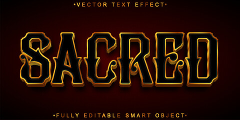 Dark Golden Sacred Vector Fully Editable Smart Object Text Effect