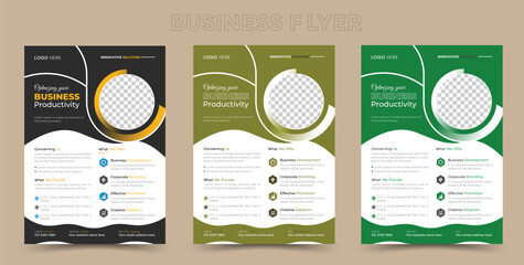 clean &Creative flyer template design, marketing, advertisement, with color variation