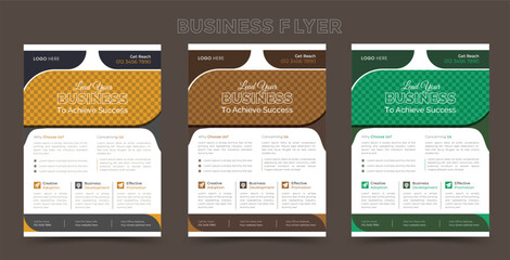 A4 modern, creative business flyer template design set with variation color. marketing, business proposal, promotion, advertise, publication, cover page. new digital marketing flyer set