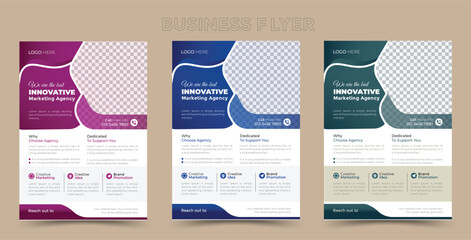 Modern creative business flyer template design set with variation color. marketing, business proposal, promotion, advertise, publication, cover page. new digital marketing flyer set